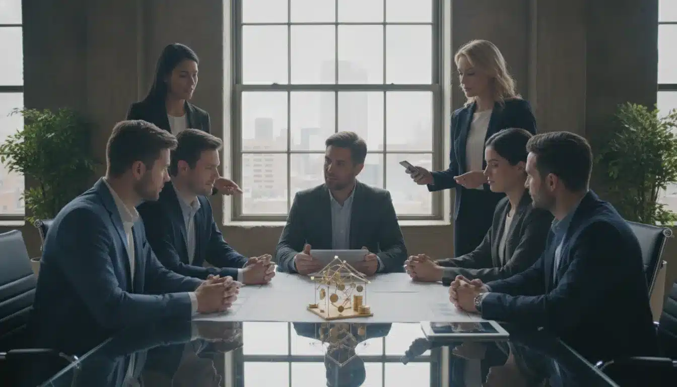 Team discussing how to invest in real estate with no money.