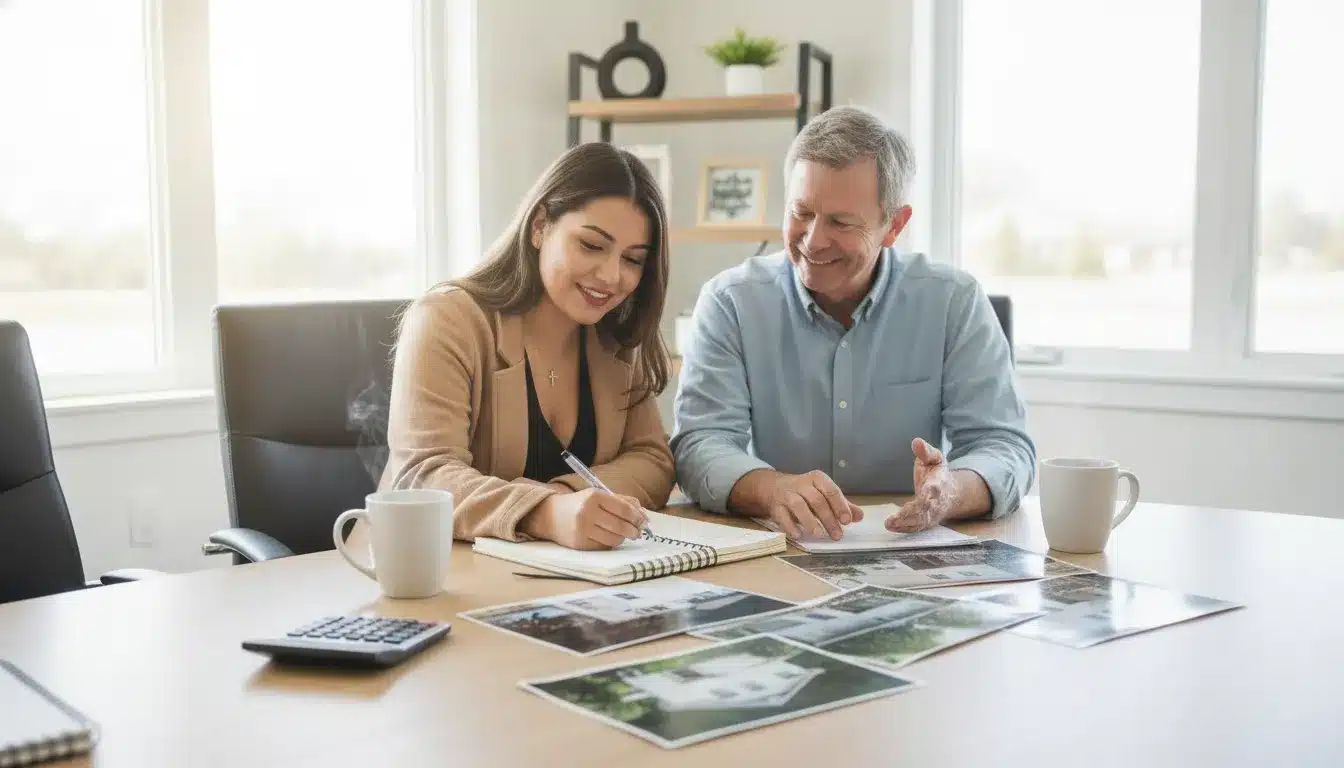 Real estate investor reviewing a property opportunity with an experienced professional